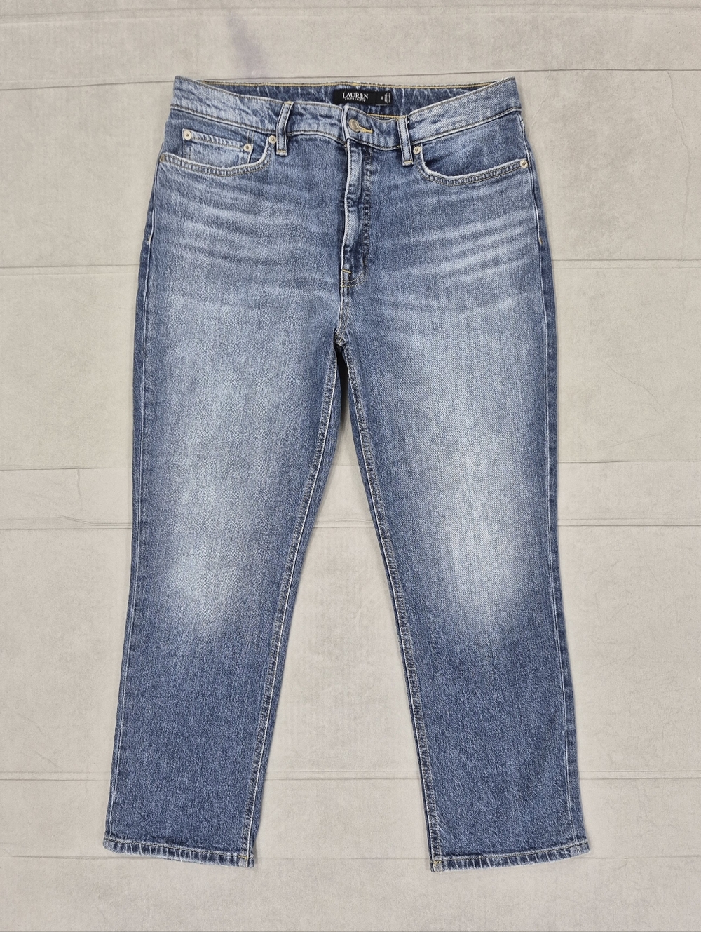 Lauren Ralph Lauren cropped jeans women's 12 straight leg stretch high rise